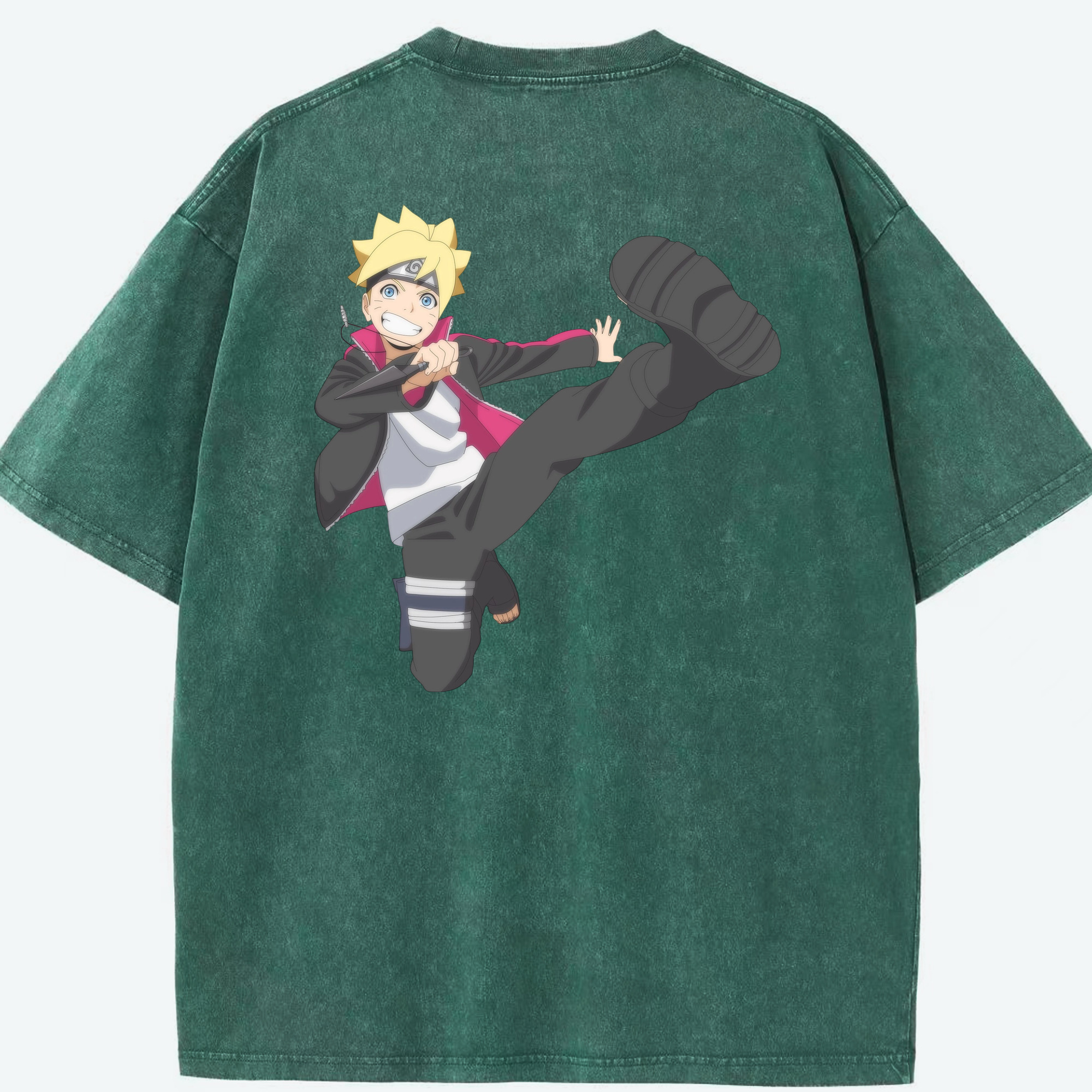 （画像用） NARUTO -ナルト- うずまき ボルト Uzumaki Boruto 綿100% ヴィンテージ風 半袖Tシャツ（背面プリント）